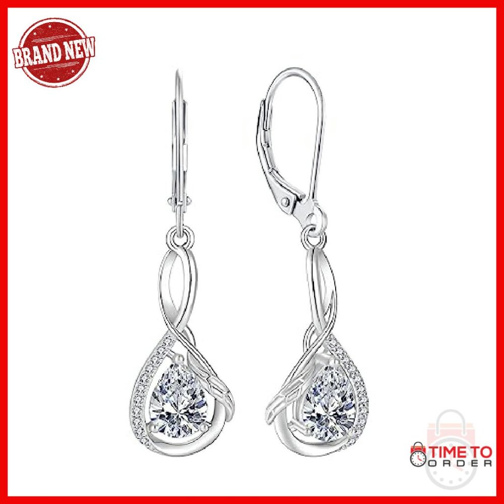 Sterling Silver Infinity Leverback Drop Earrings … - image 2